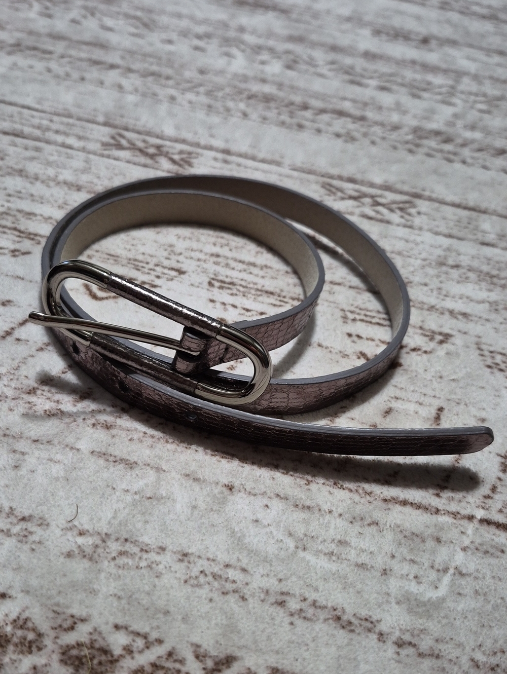 Nine West Metallic Taupe Slim Women's Belt with Silver Buckle